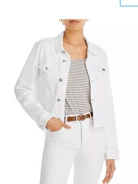 7 For All Mankind Classic Trucker White Denim Jacket, size medium